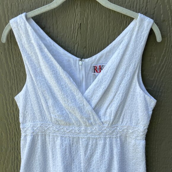 R&K‎ Dress Size 8 White Babydoll Cottage Coquette Boho Romantic Y2K Embroidered - Picture 3 of 6